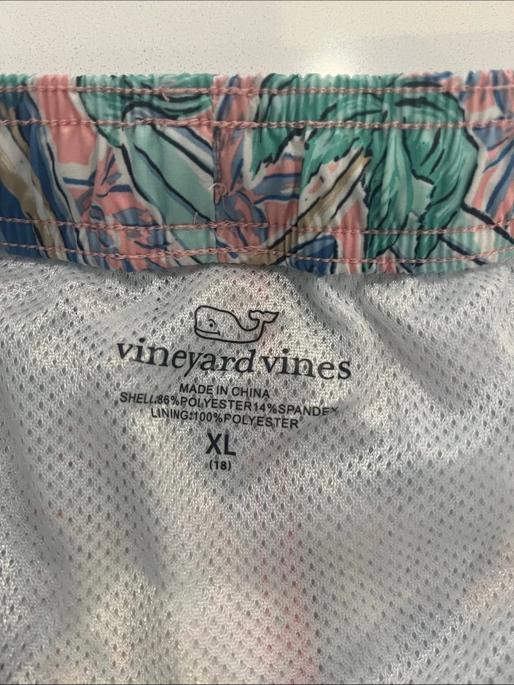 Vineyard Vines Pink Tropical Surfboard Print Swim Shorts XL